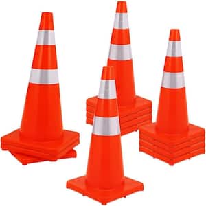 Traffic Cones, PVC Safety Cones with Reflective Tape, Orange Cones for Parking, Road Cones - 28 in./12 Pack