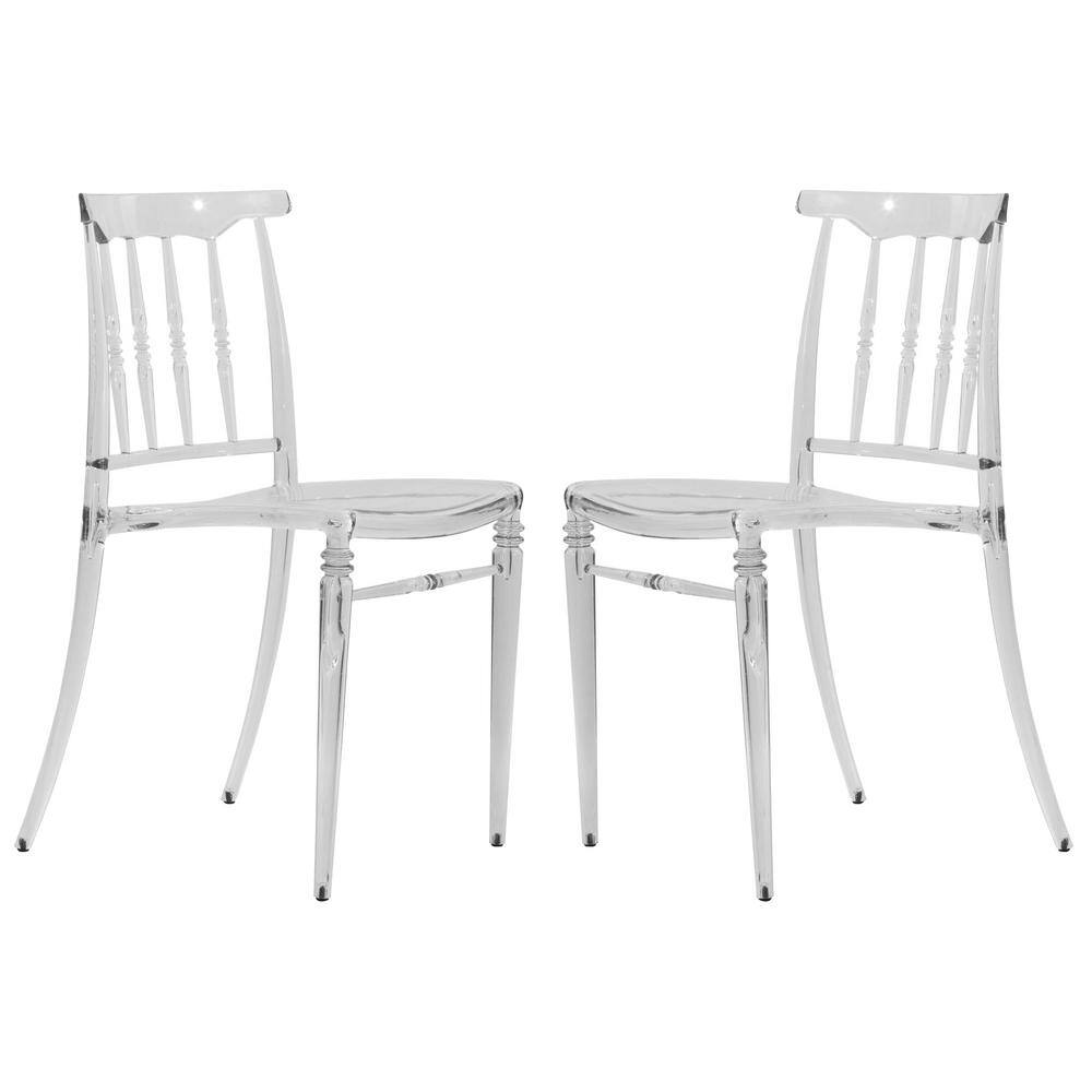 Leisuremod Spindle Clear Plastic Dining Chair Set of 2 SC19CL2 The