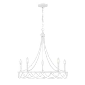 Meridian 5-Light Distressed White Chandelier