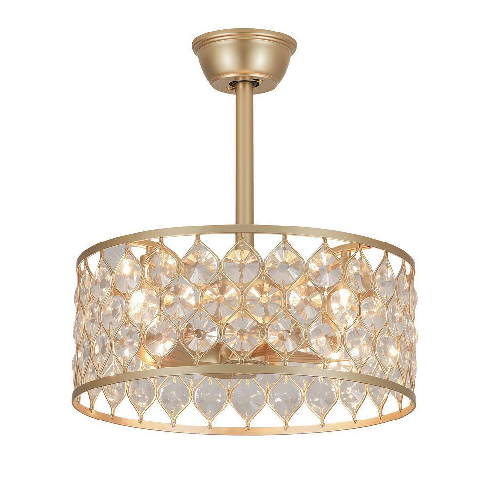 Zorv 11.7 in. 4-Light Gold Flush Mount Classic Ceiling Fan with Crystal Accent Shade and Included Remote Control price history on PriceWatchPro