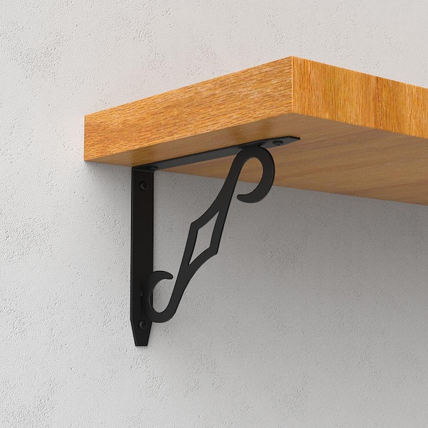 9. 7in x 7. 7in Matte Black Steel Colonial Decorative Shelf Bracket