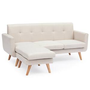 Beige Cotton Variable Bed Sofa Living Room Folding Sofa Chaise