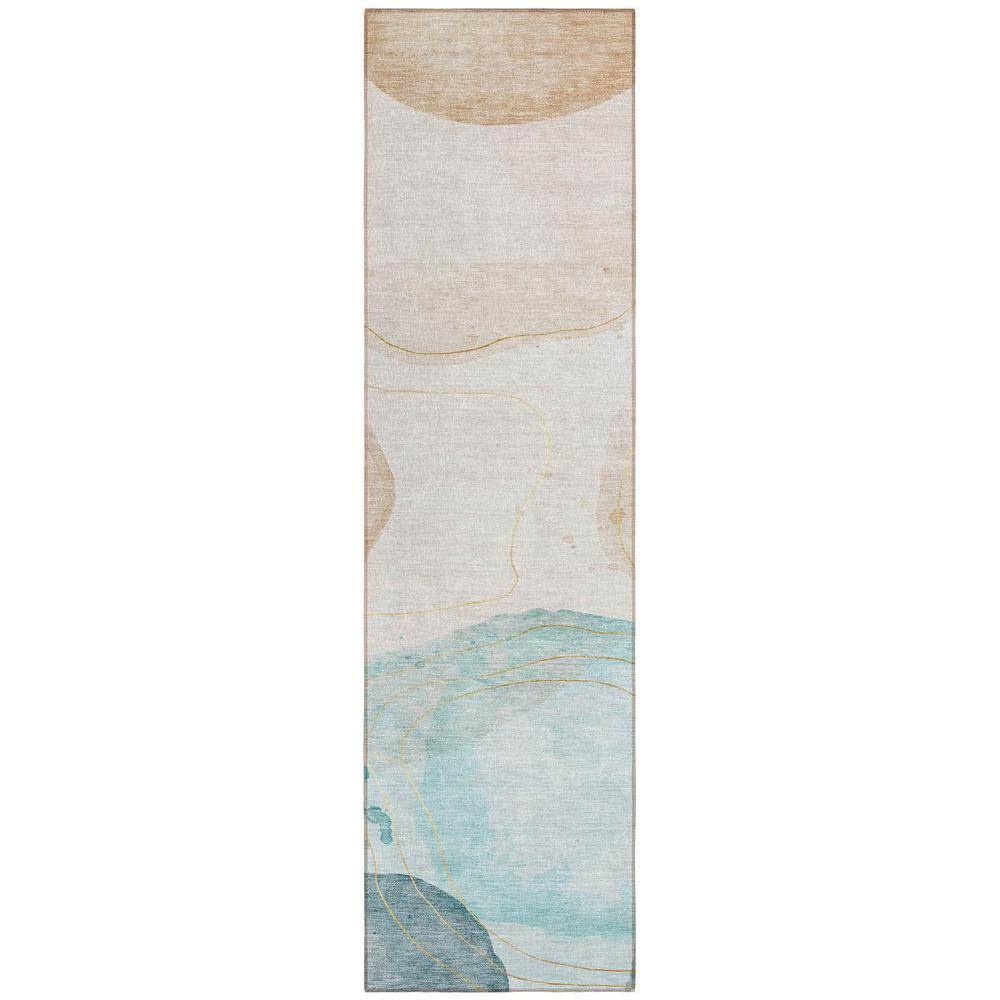 Beige and Blue 2 ft. x 8 ft. Woven Abstract Runner Indoor/Outdoor Area Rug price history on PriceWatchPro