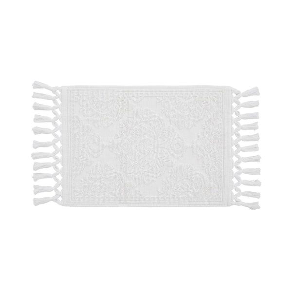 Ricardo Cotton Fringe 27 in. x 52 in. Bath Rug in White