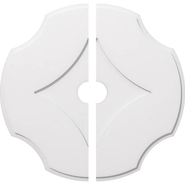 Ekena Millwork 1 in. P X 11 in. C X 32 in. OD X 4 in. ID Percival Architectural Grade PVC Contemporary Ceiling Medallion, Two Piece
