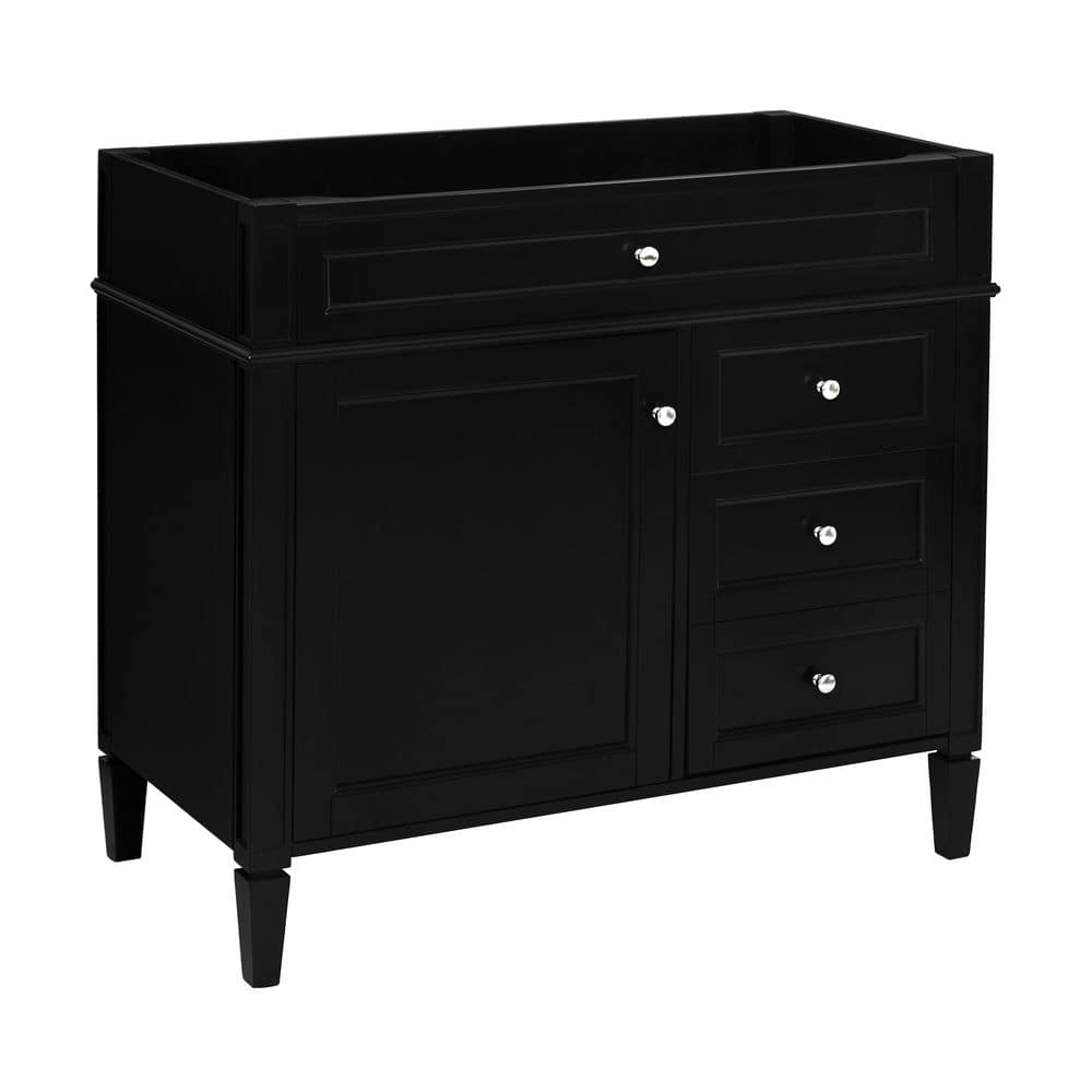 Modern 36 in. Bath Vanity Cabinet without Top in Black with 2-Drawers and a