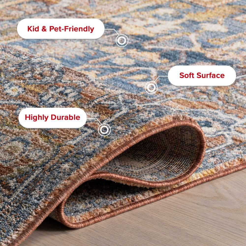 Harriet Vintage Medallion Fringe Rust Runner Rug - 2' 6" x 14'