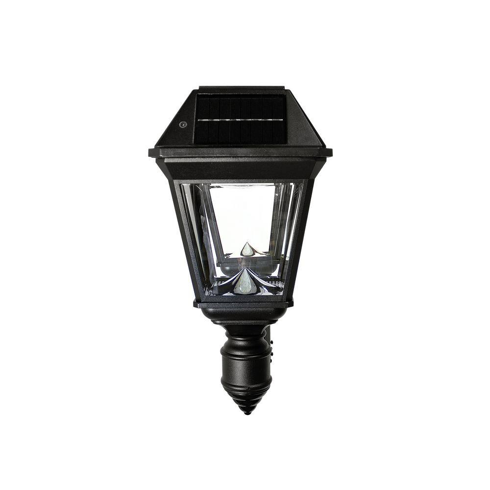 Imperial III Black Double Solar Post Light with Beveled Lens