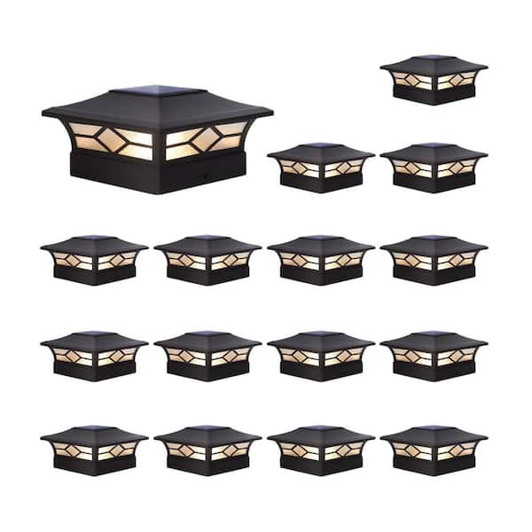 16-Pack Waterproof Solar LED Post Cap Lights for 4 x 4 Wood Vinyl Post Outdoor Cool Warm Lighting Decor Garden Patio
