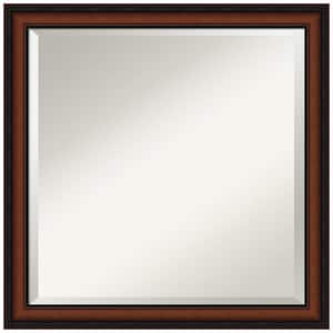 Cyprus Walnut Narrow 23 in. x 23 in. Beveled Square Wood Framed Bathroom Wall Mirror in Brown,Cherry