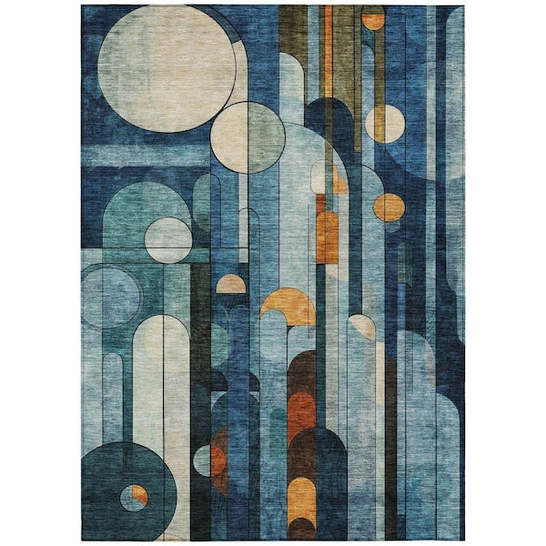 Chantille Machine Washable Indoor/Outdoor Abstract ACN1125 Blue 5 ft. x 7 ft. 6 in. Area Rug