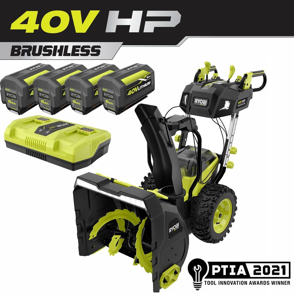 40V HP Brushless Cordless Electric 24 in. Self-Propelled 2-Stage Snow Blower - (4) 6.0 Ah Batteries & Dual-Port Charger