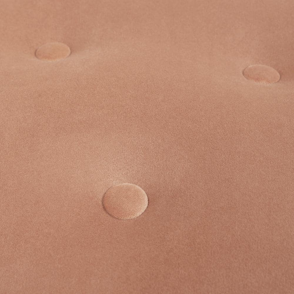 Yolanda Traditional Tufted Round Ottoman in Peach Orange Velvet