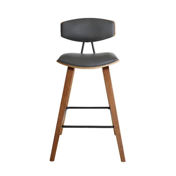 HomeRoots 38 in. Gray and Brown Iron Low Back Bar Height Chair with ...