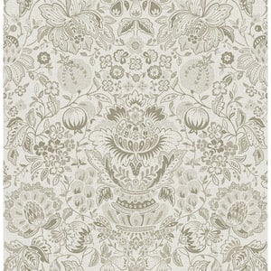 Blanche Neutral Floral Damask Wallpaper