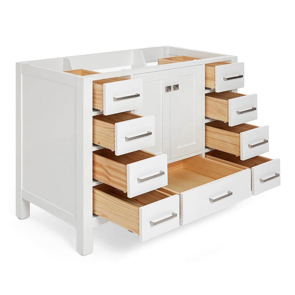 Cambridge 48" White Solid Wood Freestanding Vanity Cabinet
