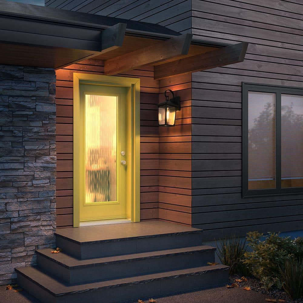 12.5 in. Black Outdoor Hardwired Wall Sconce with No Bulbs Included price history on PriceWatchPro