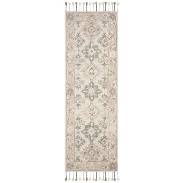 SAFAVIEH Aspen Light Gray/Gray 2 ft. x 11 ft. Border Runner Rug APN120A ...