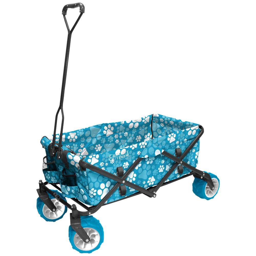 Creative Outdoor 7 Cu Ft Folding Garden Wagon Carts In Blue Paw Print
