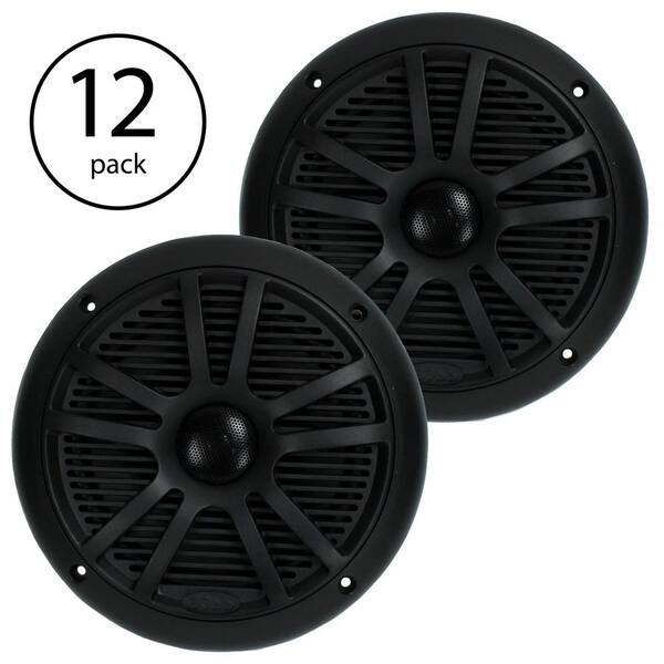 Boss Audio Systems 6.5 in. Dia 180-Watt Dual Cone Black Marine Audio Speakers 180-Watt (12-Pack)