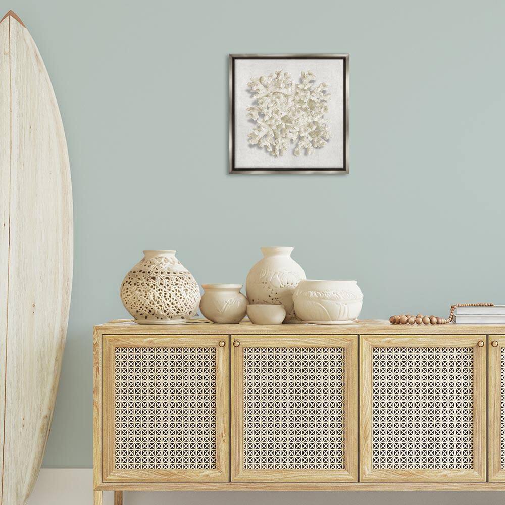 Aquatic Neutral Coral by Caroline Kelly Gray Floater Frame Animal Graphic Art Print 18 in. x 18 in. price history on PriceWatchPro