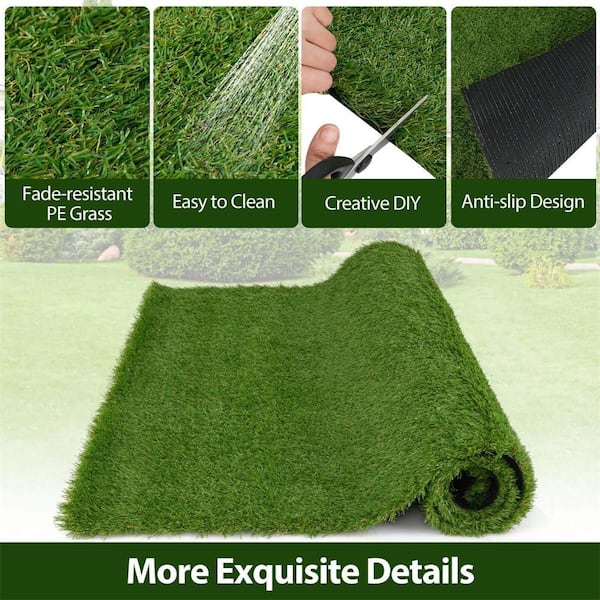 5 ft. x 8 ft. Green Artificial Grass Turf with Drainage Holes Nonslip Bottom 60 OZ Heavy