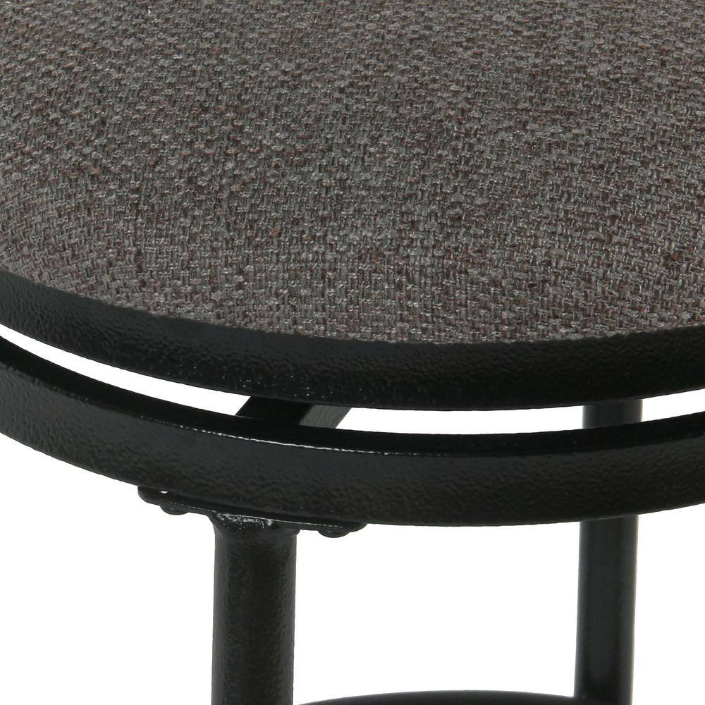 Tristan 24" Swivel Counter Stool in Black Metal with Gray Cushion
