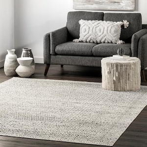 Hart Machine Washable Abstract Tribal Gray 9 ft. x 12 ft. Area Rug