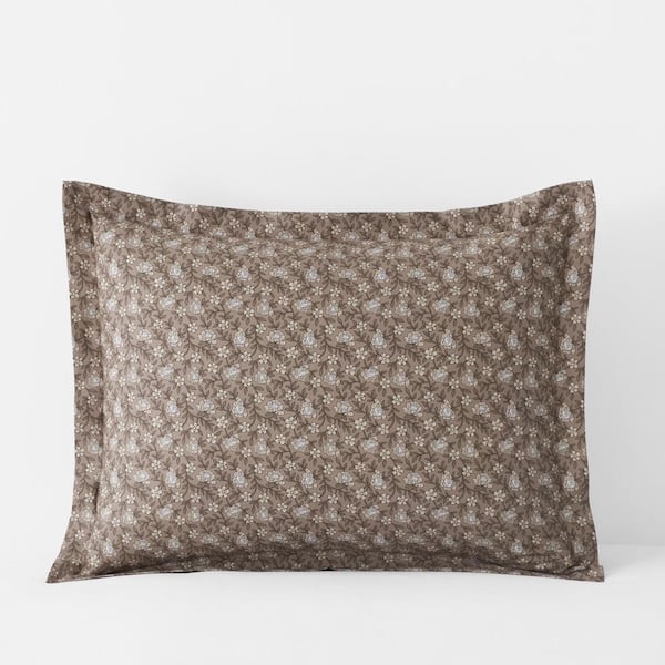 The Company Store Company Cotton Mini Floral Vine Mocha Cotton Percale Standard Sham