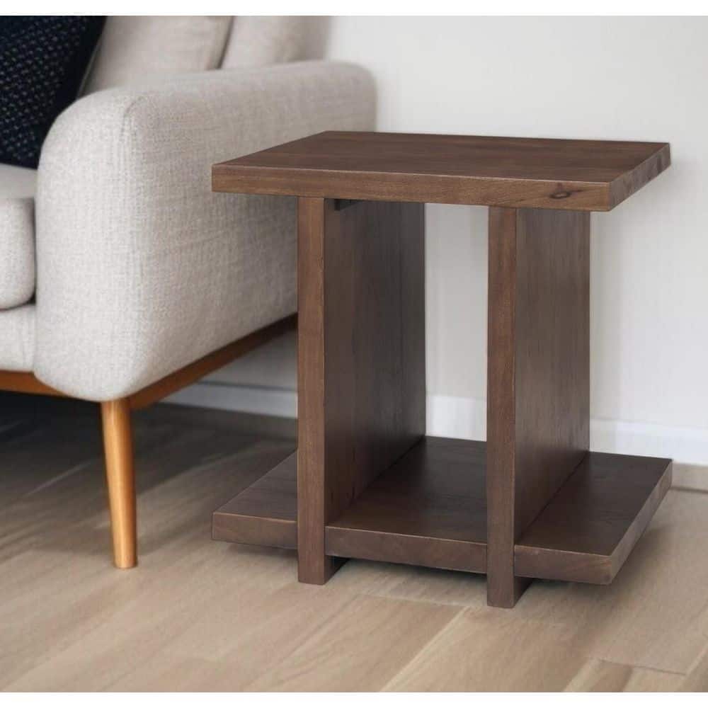 18.00 in. Brown Rectangular Solid Wood End Table
