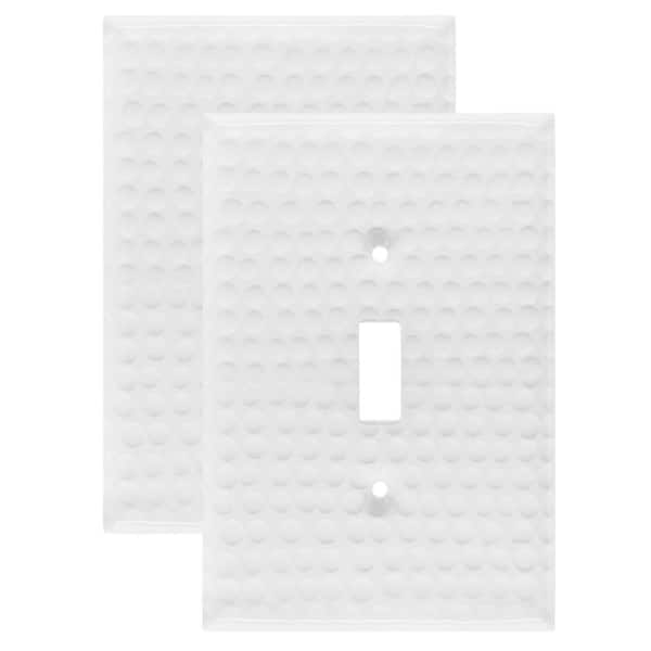 Monarch Abode Hammered 1-Gang White Switch/Toggle Metal Wall Plate (2-Pack)