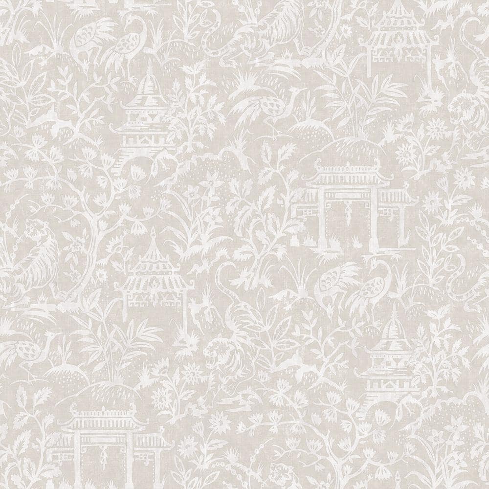 Secret Garden Taupe Detailed Botantical Toile Design on Non-Woven Paper Non