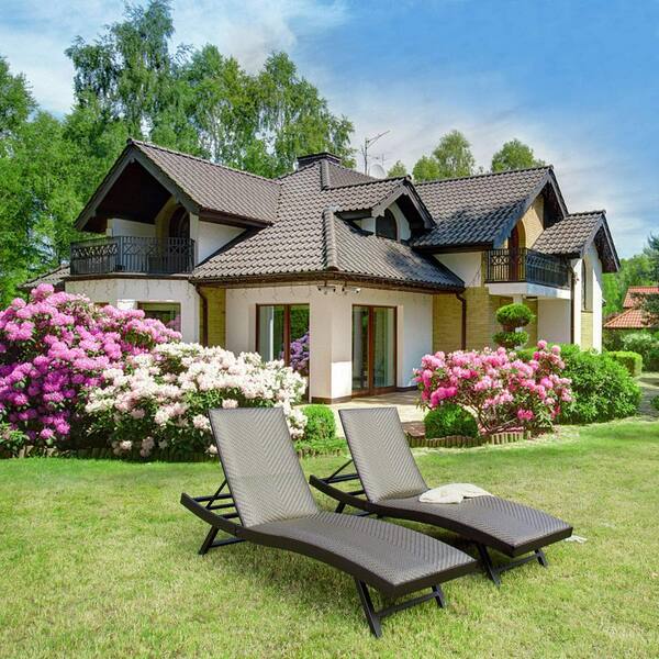 ITOPFOX 2 -Pieces Brown Wicker Outdoor Chaise Lounge Set ITOPFOX 2 -Pieces Brown Wicker Outdoor Chaise Lounge Set