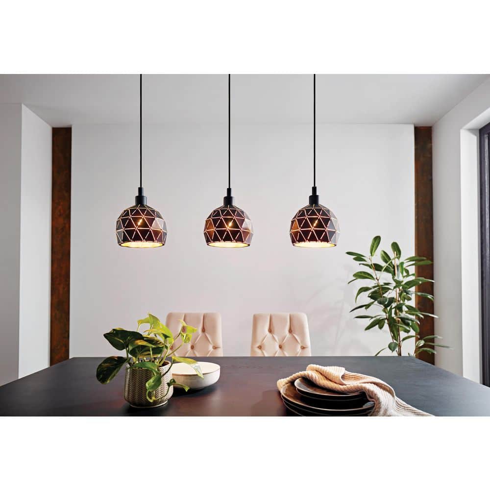 Roccaforte 30 in. 3-Light Black Pendant Light with Black and Gold Metal Shades price history on PriceWatchPro