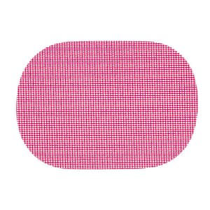 Fishnet 17 in. x 12 in. Pink Yarrow PVC Covered Jute Oval Placemat (Set of 6)