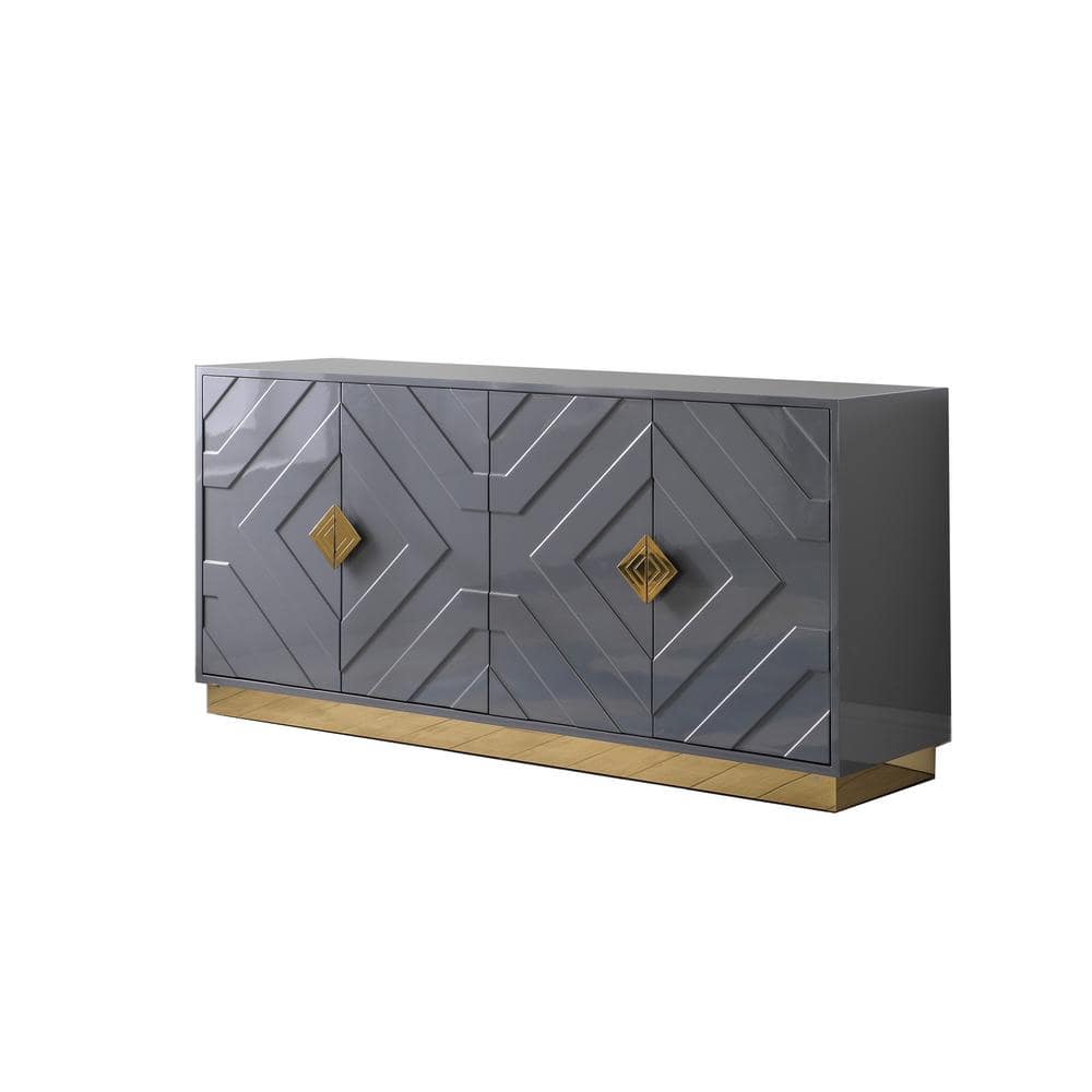 Babatunde 65" Gray Wood Sideboard with Gold Accents