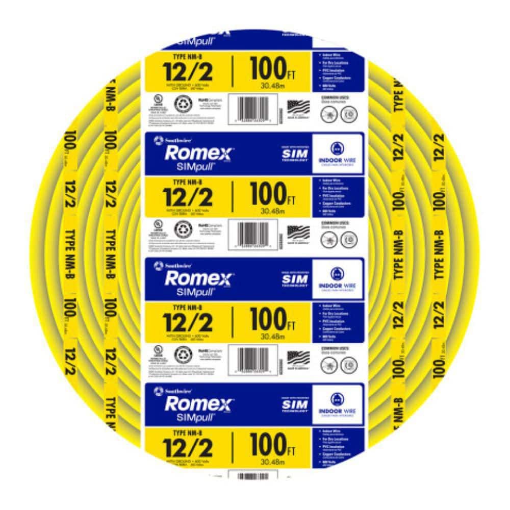 Southwire 100 ft. 12/2 Solid Romex SIMpull CU NM-B W/G Wire