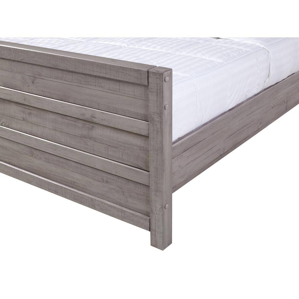 Carmel Queen Antique Gray Pine Wood Bed Frame