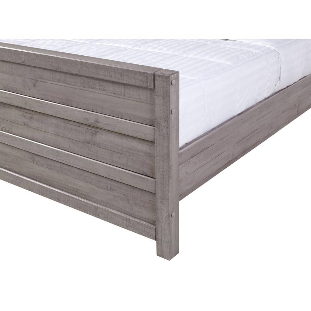 Carmel Antique Grey King-Sized Pine Wood Upholstered Bed