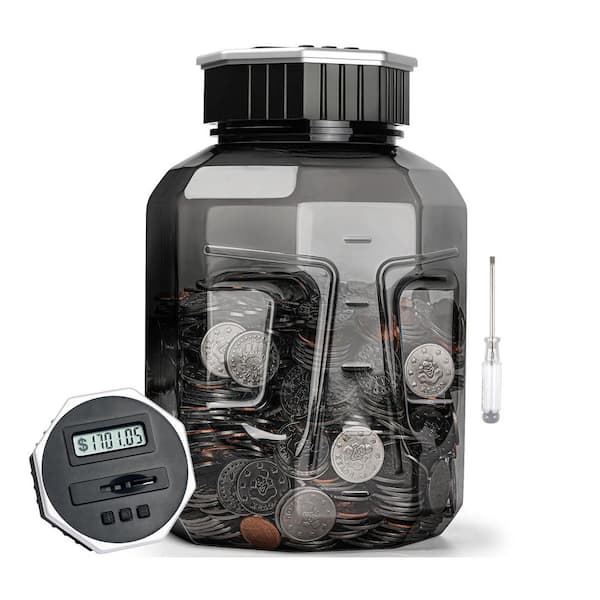 Digital Coin Counting Piggy Bank with LCD Display 2.4L Capacity for Adults Kids Tracks All US Coins