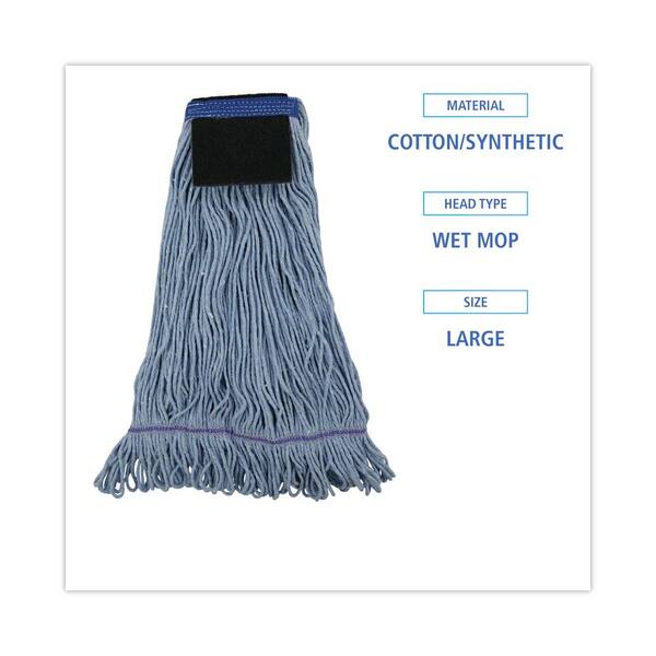 Mop Head, Loop-End, Cotton With Scrub Pad, Large, 12/Carton Mop Head, Loop-End, Cotton With Scrub Pad, Large, 12/Carton