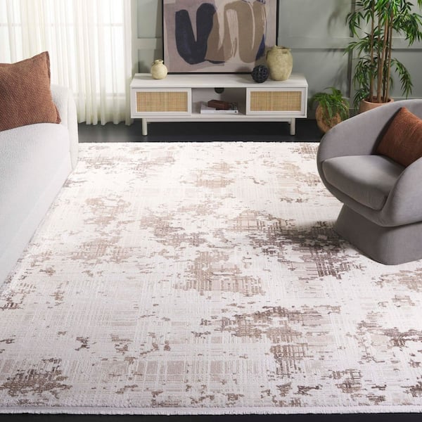 Emerald 8 ft. x 10 ft. Ivory/Beige Abstract Distressed Area Rug