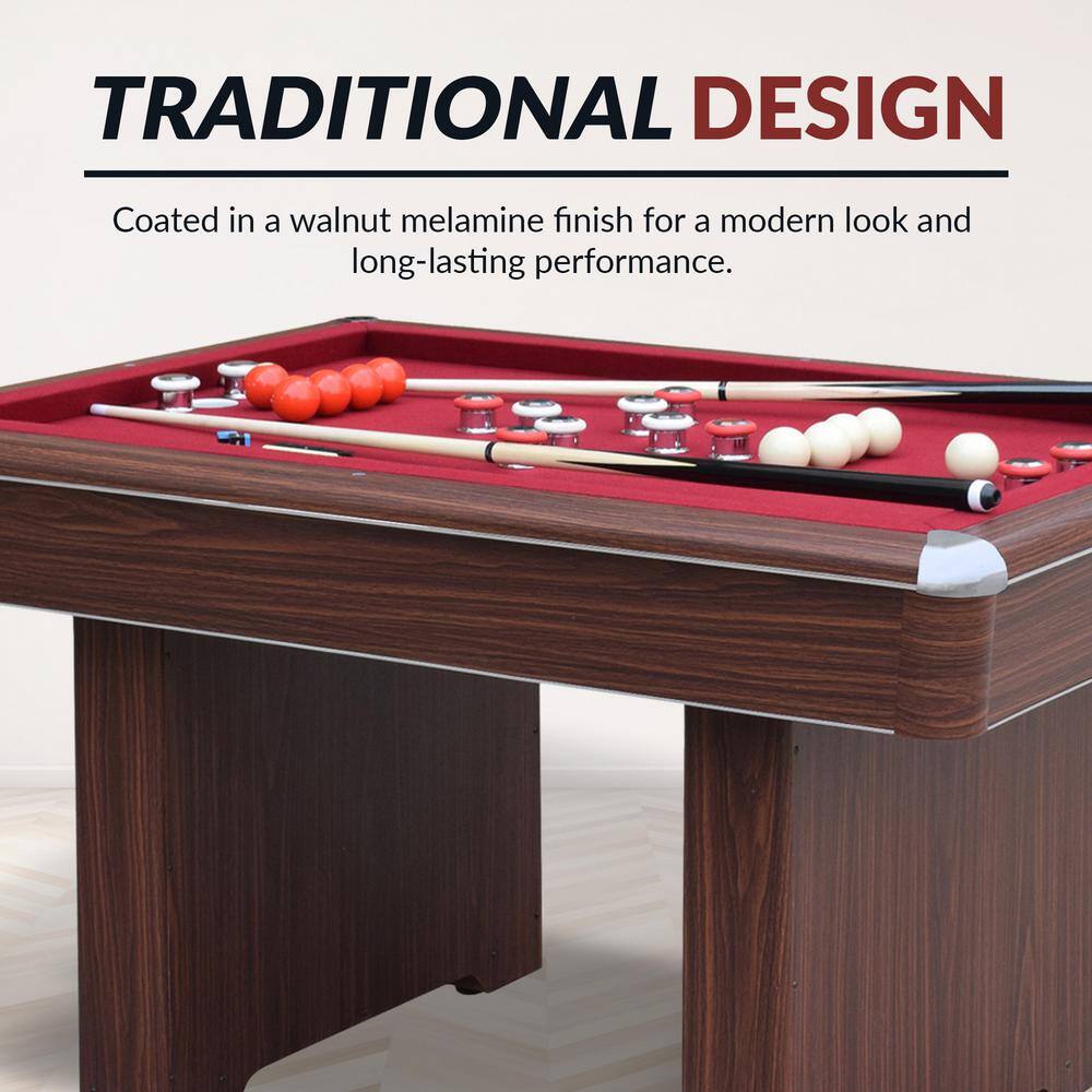 Renegade II 54" Walnut Finish Bumper Pool Table with Red Felt
