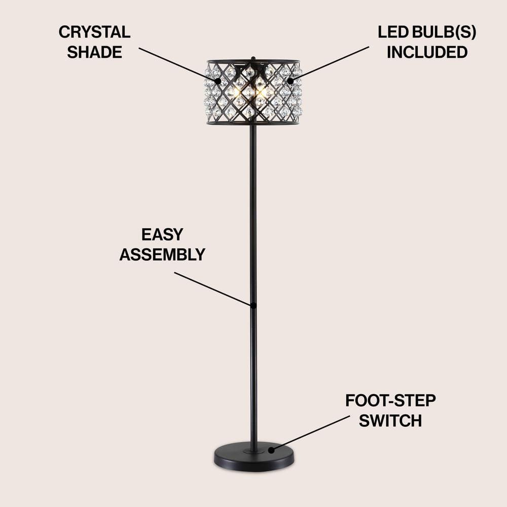 Elizabeth 60" Bronze/Clear Crystal Geometric LED Floor Lamp