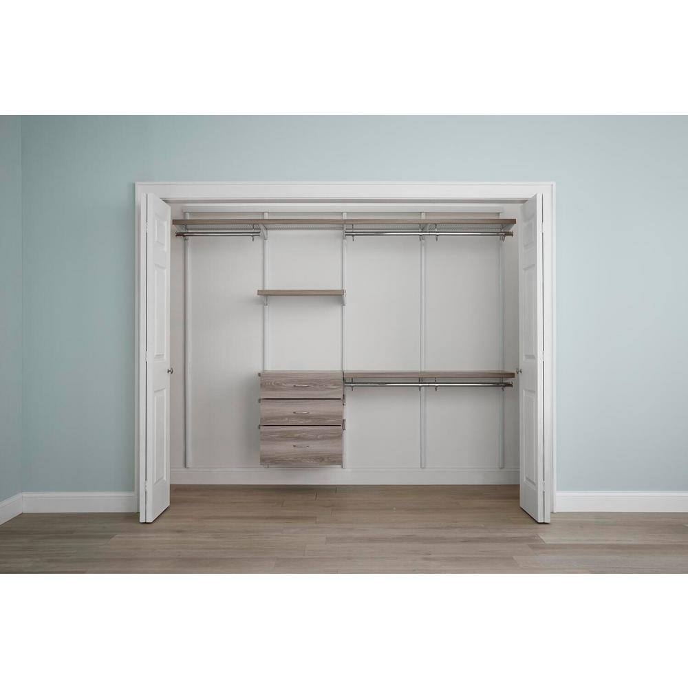 Everbilt Genevieve 8 ft. Gray Adjustable Closet Organizer Long and 2