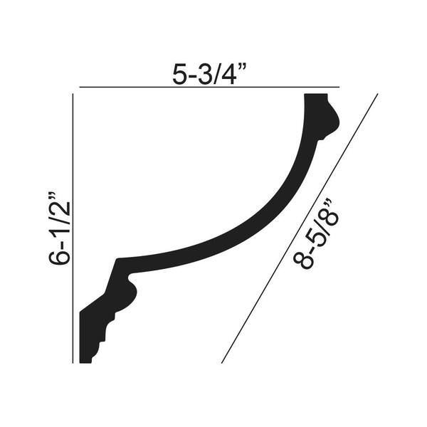 American Pro Decor 5-3/4 in. x 5-3/4 in. x 96 in. Plain Polyurethane Crown Moulding Pro Pack 16 LF (2-Pack)