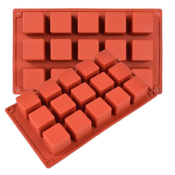 3D Square Silicone Baking Mold Food Grade Non-Stick Flexible Surface with Easy Release for Cake Candy 2 Pack
