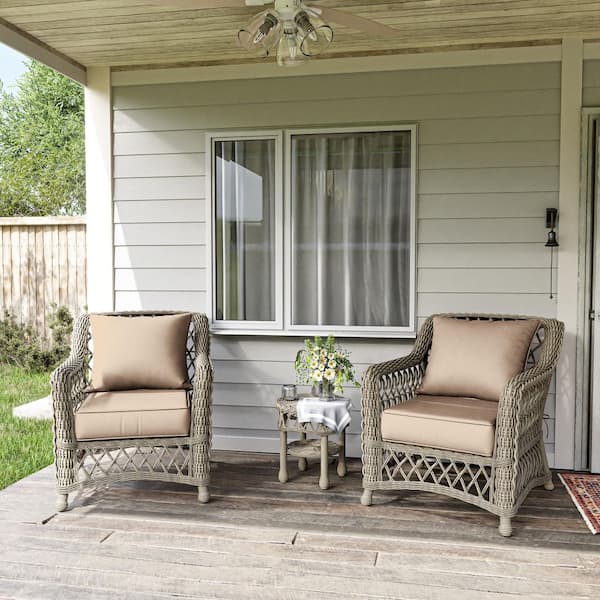 24 in. x 24 in. x 6.5 in. Outdoor Repacement Deep Seating Lounge Chair Cushion with Backrest (2-Pack) Sand