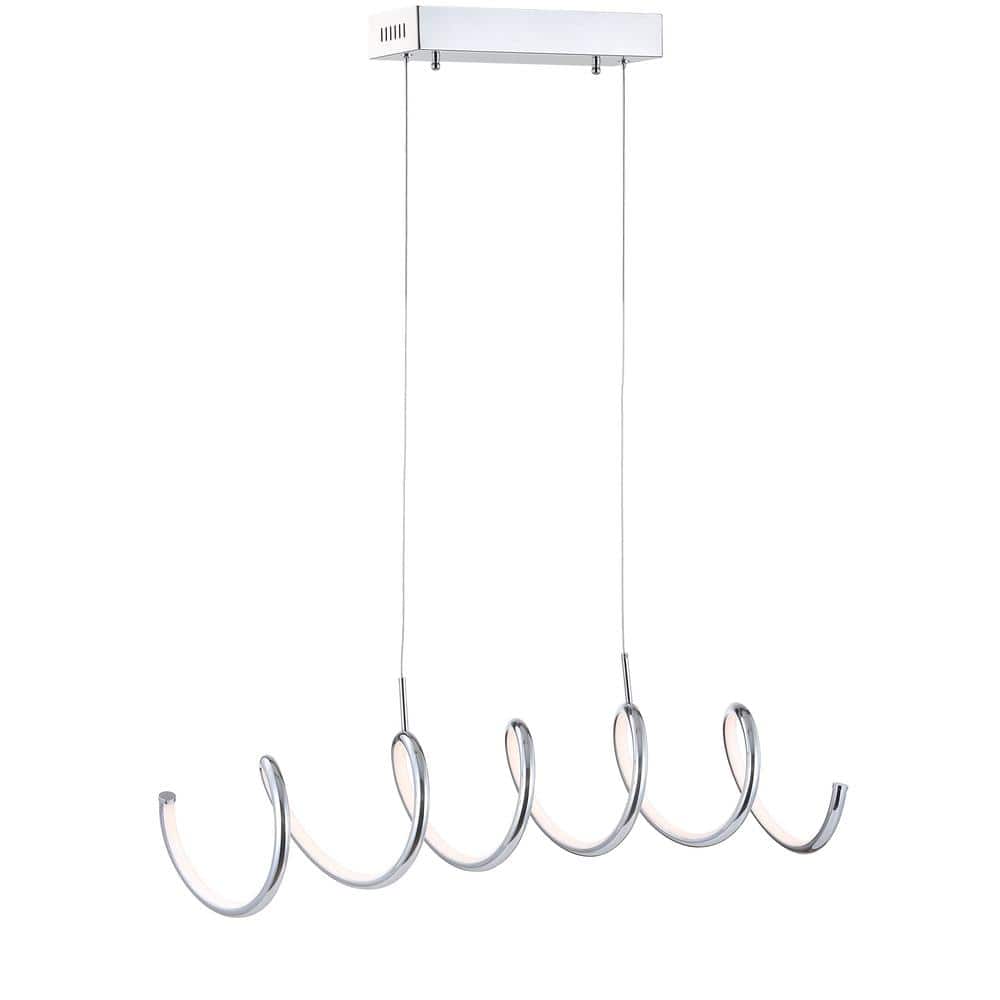 Ali 31" Chrome LED Linear Pendant Light