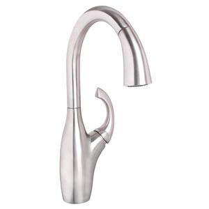 ristol Single Handle Pull Down Sprayer Kitchen Faucet in Stainless Steel